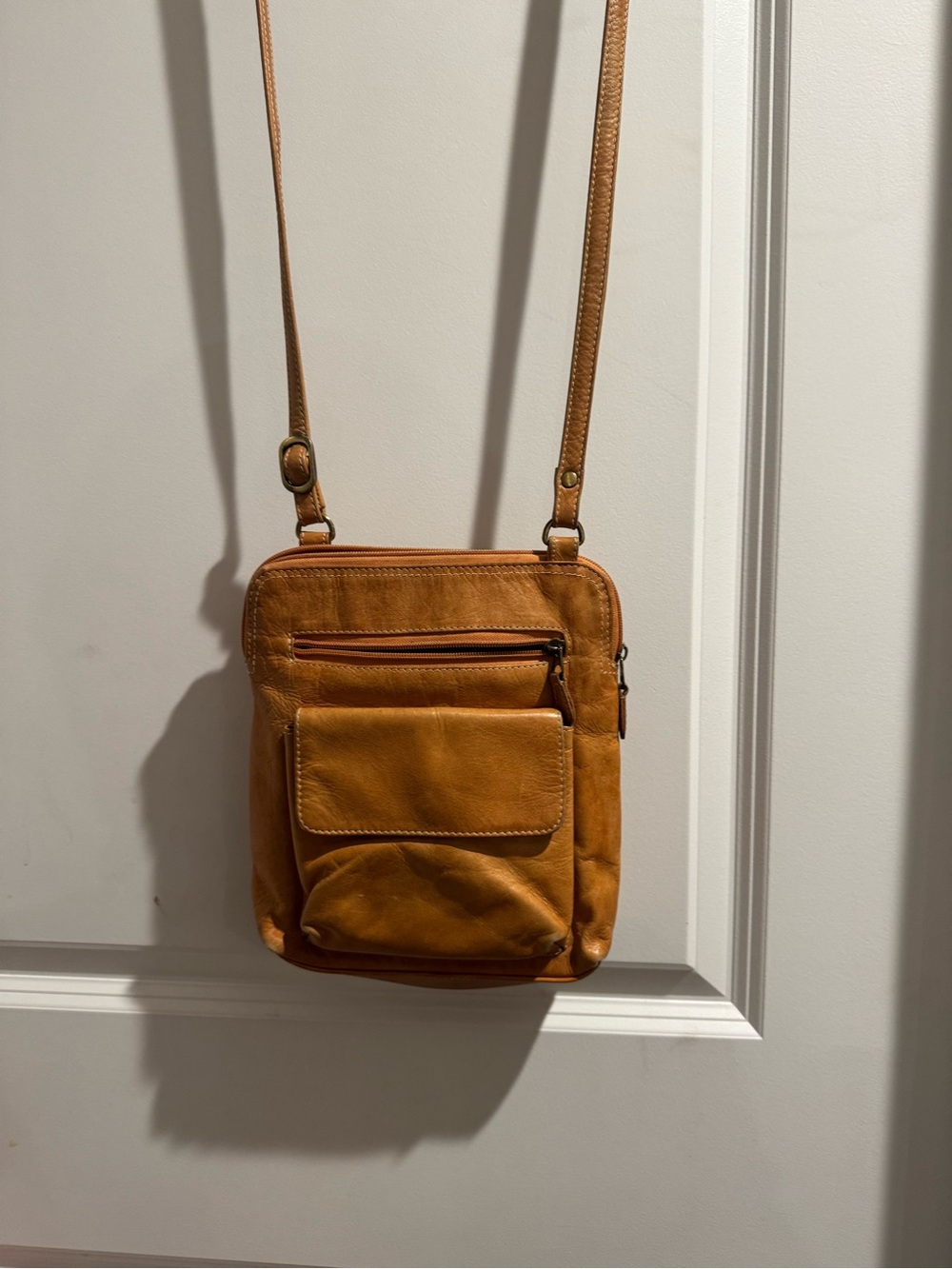 Chaos 10x9 Leather Crossbody Bag in Cognac Brown - Classic Shoulder Bag